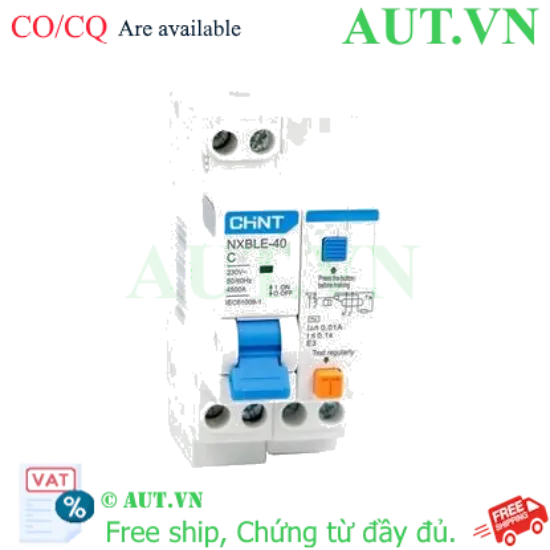 Ảnh của Áp tô mát chống giật (RCBO) CHINT NXBLE-40 1P+N C6 10mA 4.5kA 