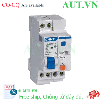 Ảnh của Áp tô mát chống giật (RCBO) CHINT NXBLE-40 1P+N C6 30mA 4.5kA 