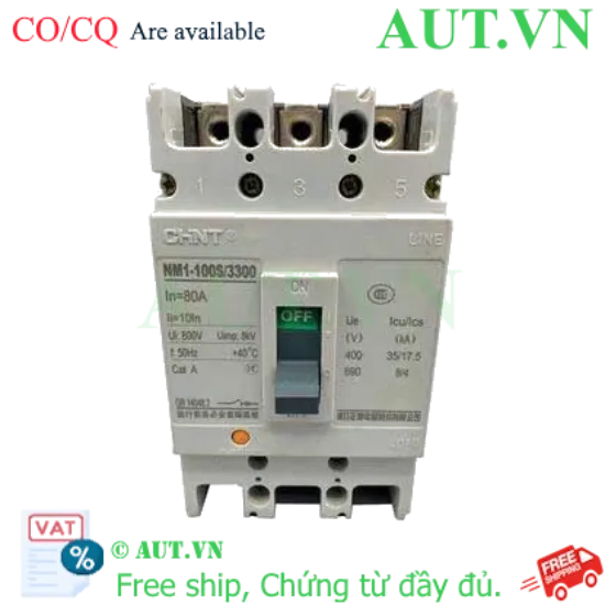 Ảnh của Áp tô mát khối điện áp 415-690VAC CHINT NM1-100S/3300 80A 
