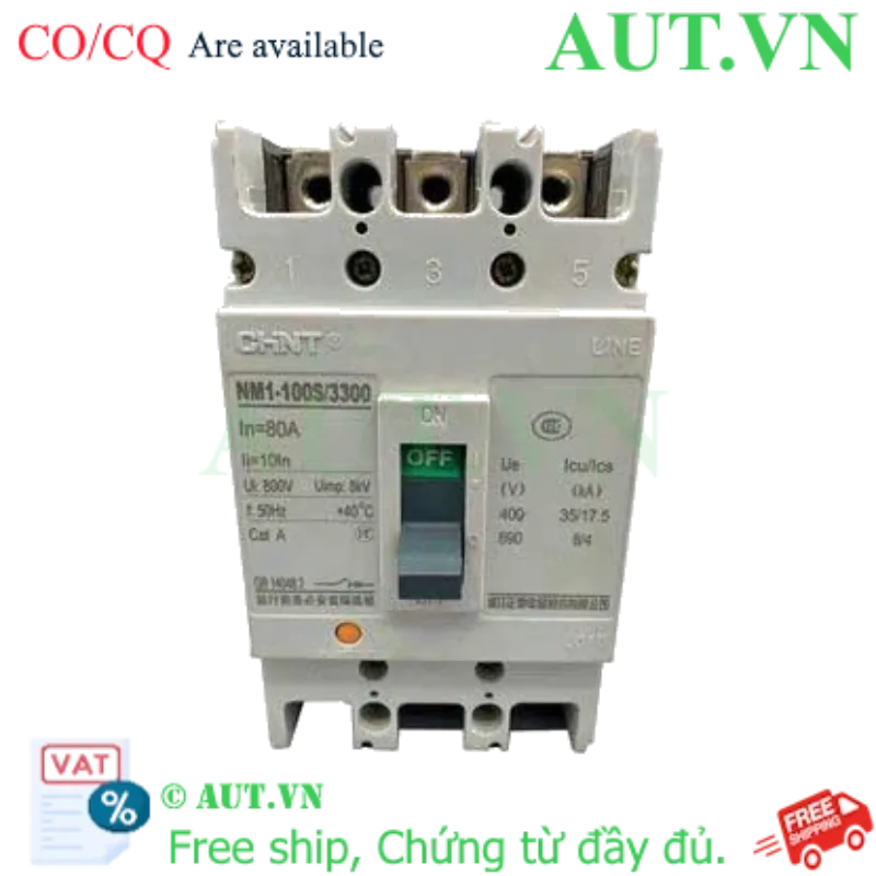 Ảnh của Áp tô mát khối điện áp 415-690VAC CHINT NM1-100S/3300 80A 