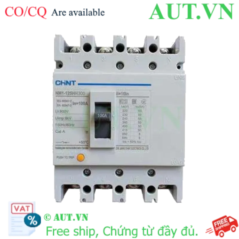Ảnh của Áp tô mát khối điện áp 415-690VAC CHINT NM1-125H/4300 100A 