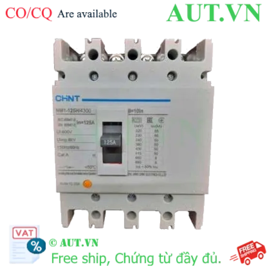 Ảnh của Áp tô mát khối điện áp 415-690VAC CHINT NM1-125H/4300 125A 