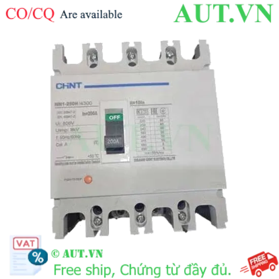 Ảnh của Áp tô mát khối điện áp 415-690VAC CHINT NM1-250H/4300 200A 