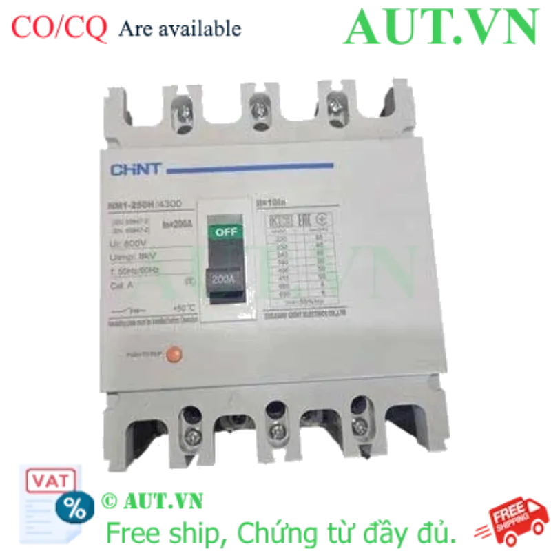 Ảnh của Áp tô mát khối điện áp 415-690VAC CHINT NM1-250H/4300 200A 