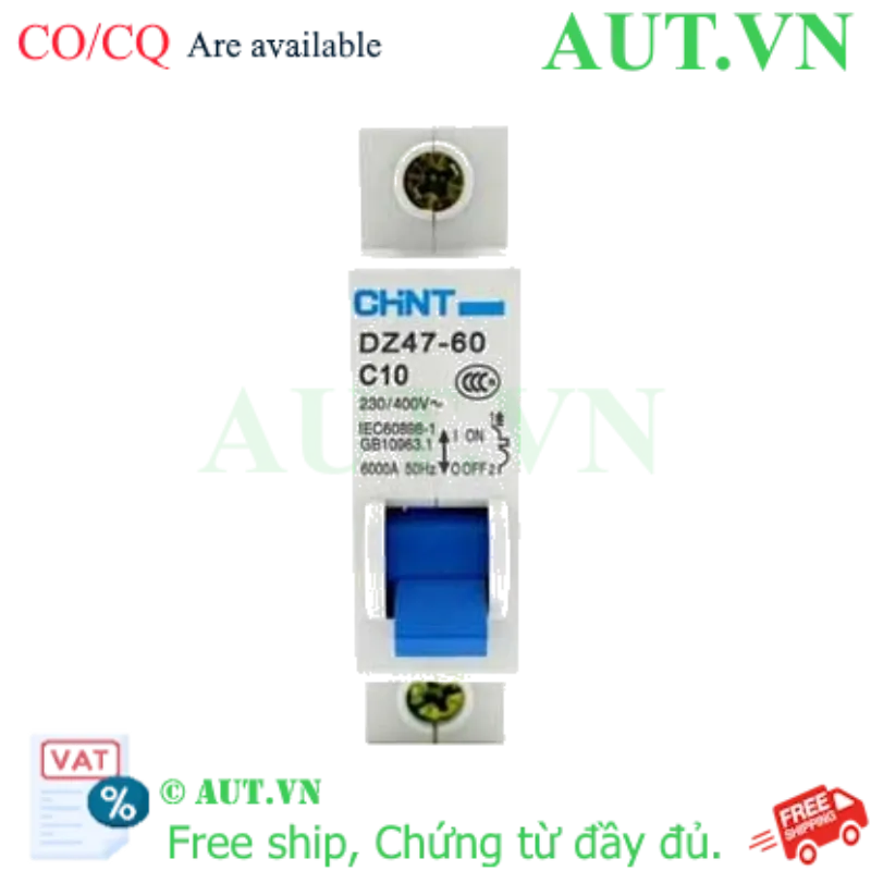Ảnh của Aptomat cài (MCB) CHINT DZ47-60 C10-1P-6kA 