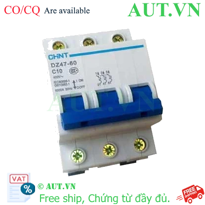 Ảnh của Aptomat cài (MCB) CHINT DZ47-60 C10-3P-3kA 