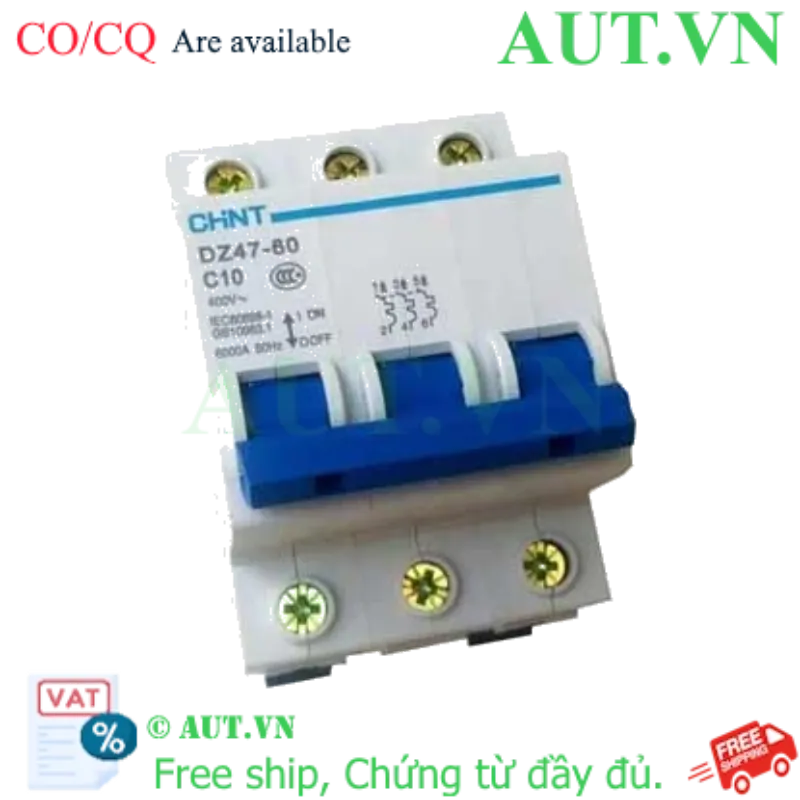 Ảnh của Aptomat cài (MCB) CHINT DZ47-60 C10-3P-3kA 