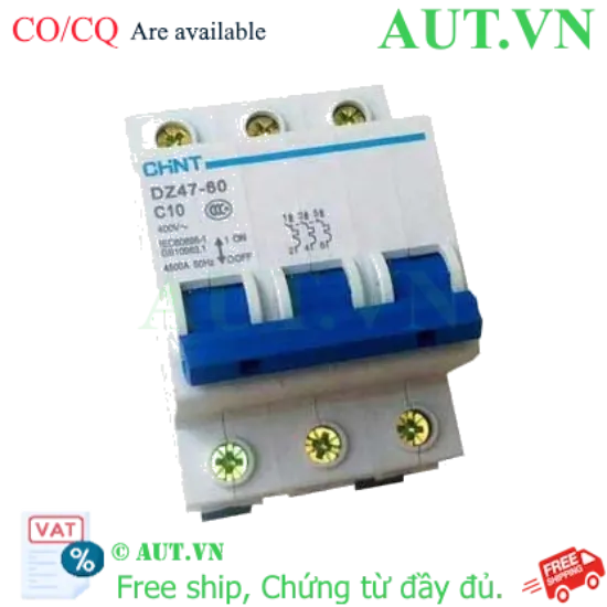 Ảnh của Aptomat cài (MCB) CHINT DZ47-60 C10-3P-4.5kA 
