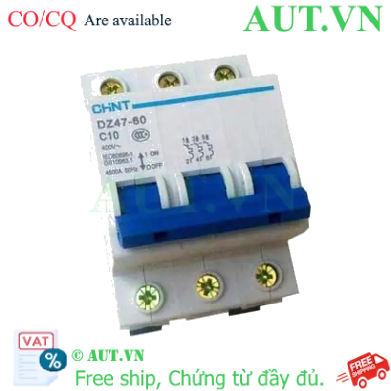 Ảnh của Aptomat cài (MCB) CHINT DZ47-60 C10-3P-4.5kA 