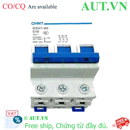 Ảnh của Aptomat cài (MCB) CHINT DZ47-60 C10-3P-6kA 