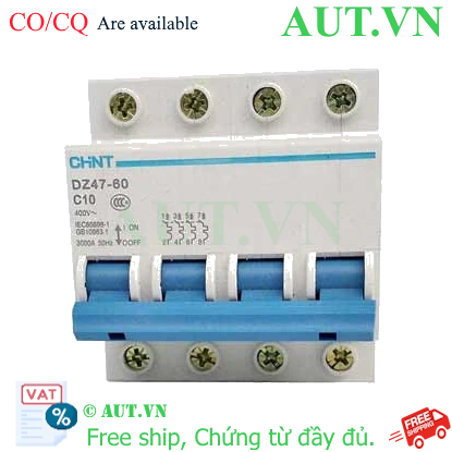 Ảnh của Aptomat cài (MCB) CHINT DZ47-60 C10-4P-3kA 