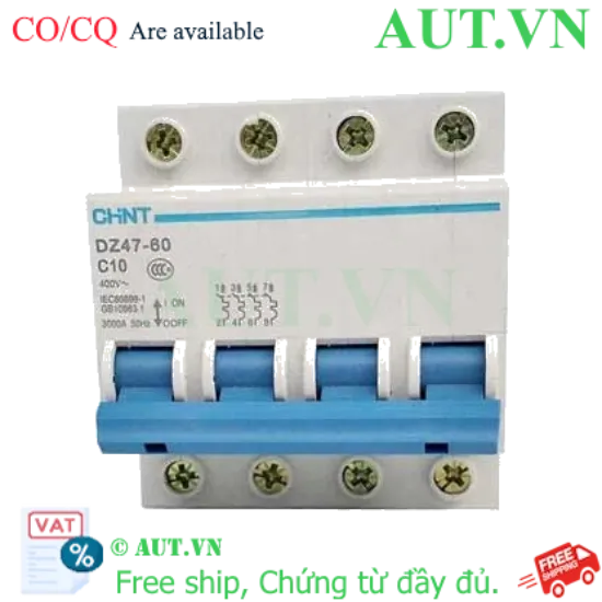 Ảnh của Aptomat cài (MCB) CHINT DZ47-60 C10-4P-3kA 