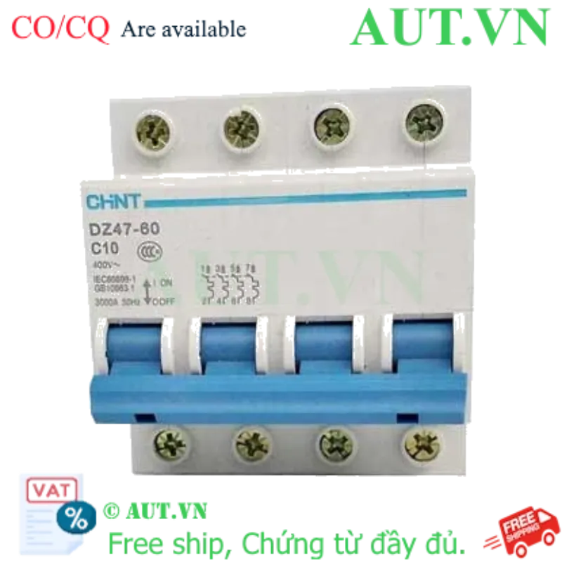 Ảnh của Aptomat cài (MCB) CHINT DZ47-60 C10-4P-3kA 