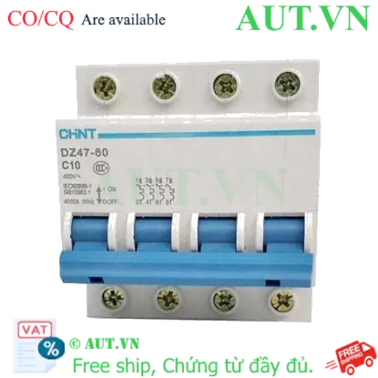 Ảnh của Aptomat cài (MCB) CHINT DZ47-60 C10-4P-4.5kA 
