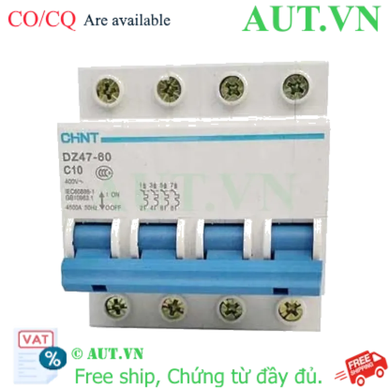 Ảnh của Aptomat cài (MCB) CHINT DZ47-60 C10-4P-4.5kA 