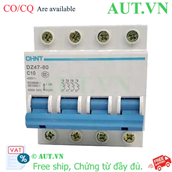 Ảnh của Aptomat cài (MCB) CHINT DZ47-60 C10-4P-6kA 