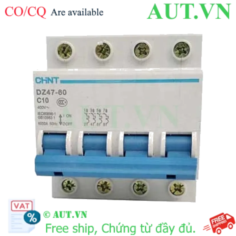 Ảnh của Aptomat cài (MCB) CHINT DZ47-60 C10-4P-6kA 