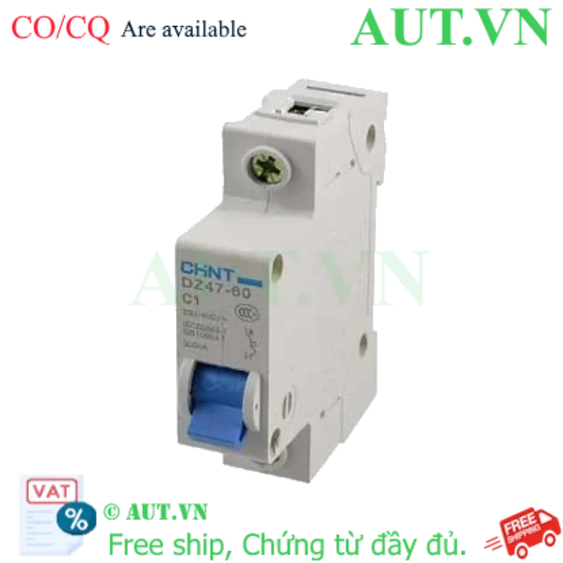 Ảnh của Aptomat cài (MCB) CHINT DZ47-60 C1-1P-3kA 