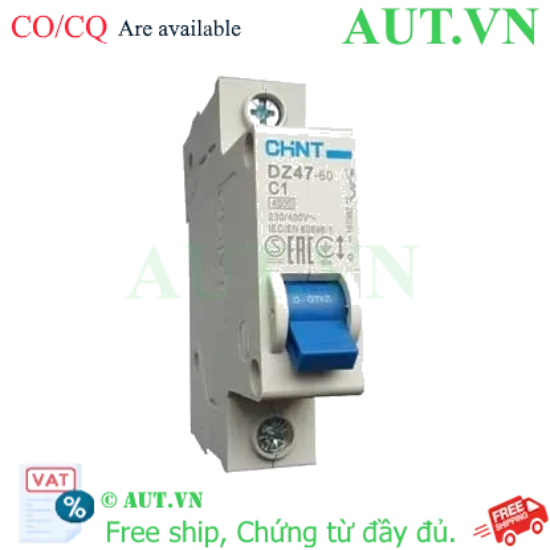 Ảnh của Aptomat cài (MCB) CHINT DZ47-60 C1-1P-4.5kA 