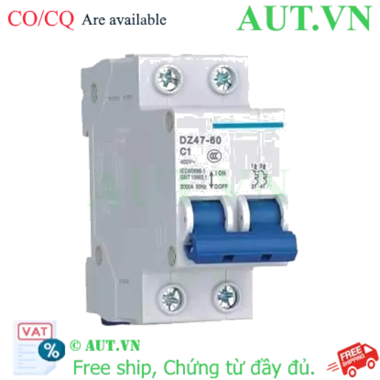 Ảnh của Aptomat cài (MCB) CHINT DZ47-60 C1-2P-3kA 