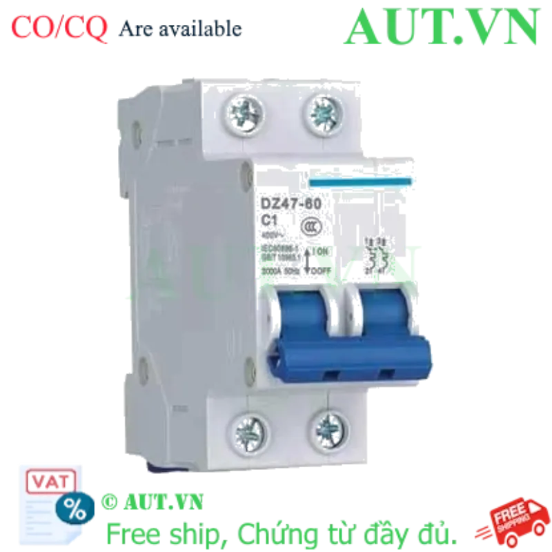 Ảnh của Aptomat cài (MCB) CHINT DZ47-60 C1-2P-3kA 