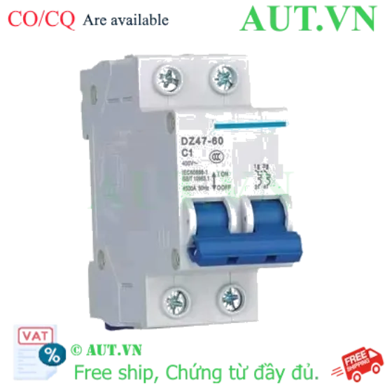 Ảnh của Aptomat cài (MCB) CHINT DZ47-60 C1-2P-4.5kA 