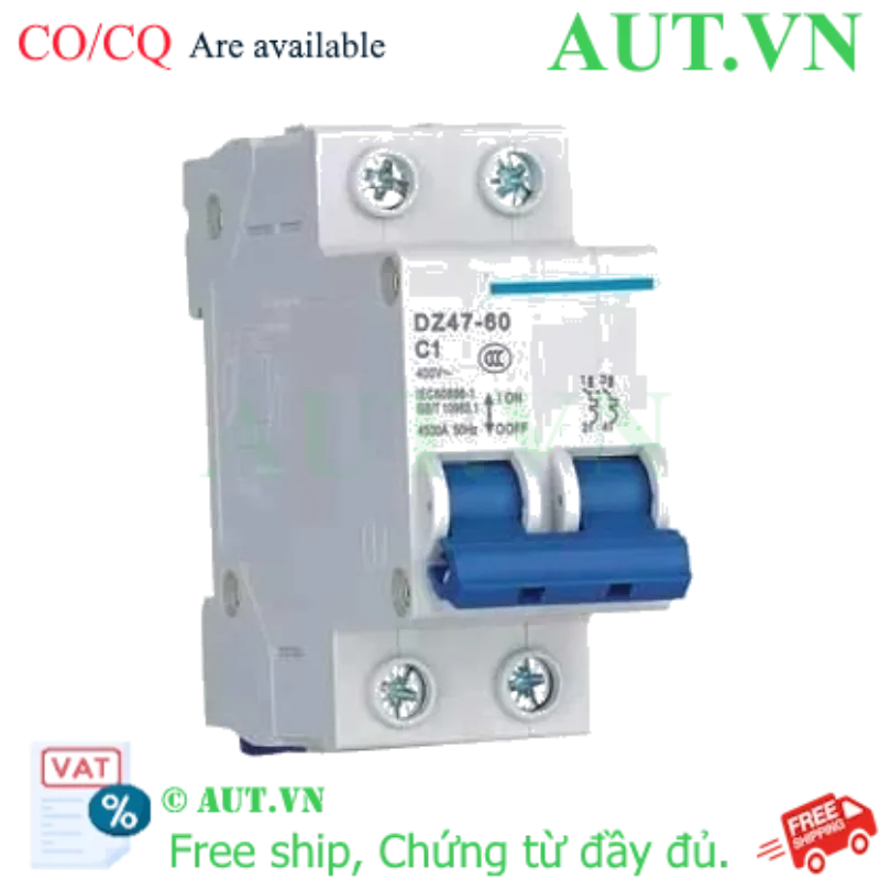 Ảnh của Aptomat cài (MCB) CHINT DZ47-60 C1-2P-4.5kA 