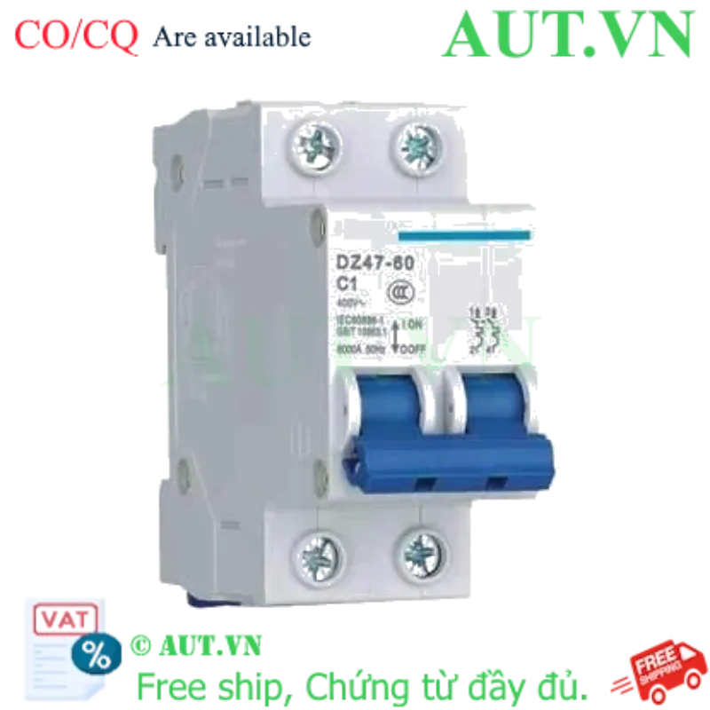 Ảnh của Aptomat cài (MCB) CHINT DZ47-60 C1-2P-6kA 