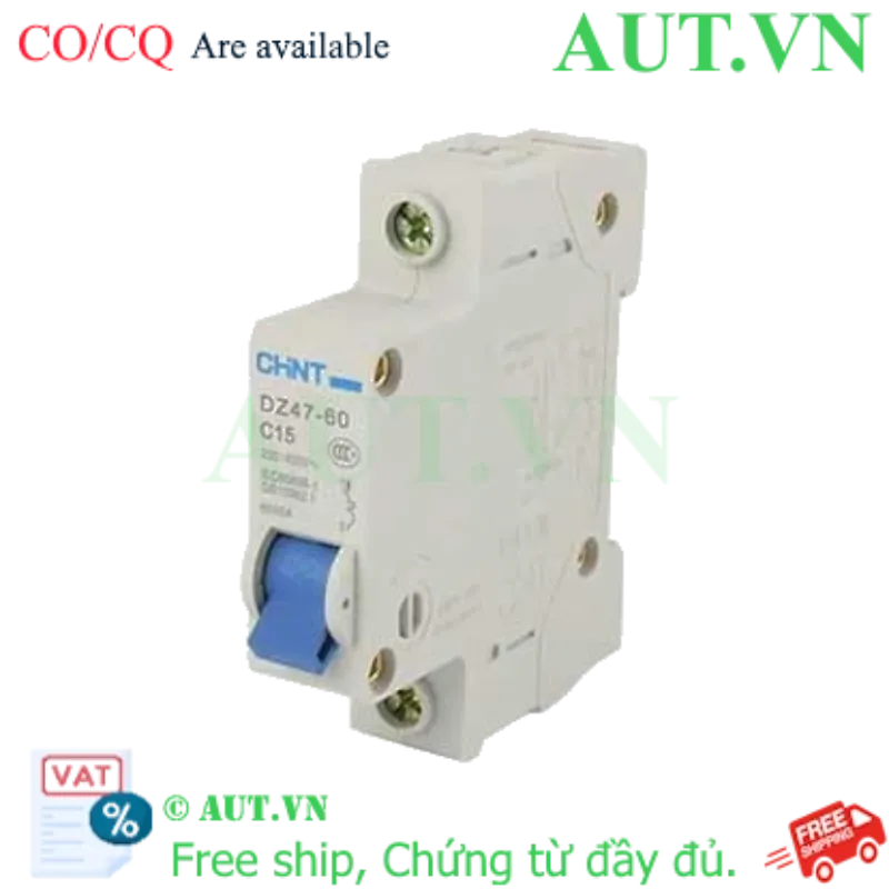 Ảnh của Aptomat cài (MCB) CHINT DZ47-60 C15-1P-4.5kA 