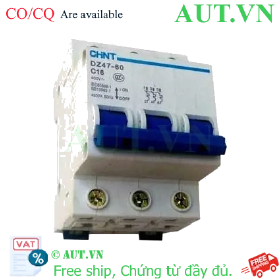 Ảnh của Aptomat cài (MCB) CHINT DZ47-60 C16-3P-4.5kA 