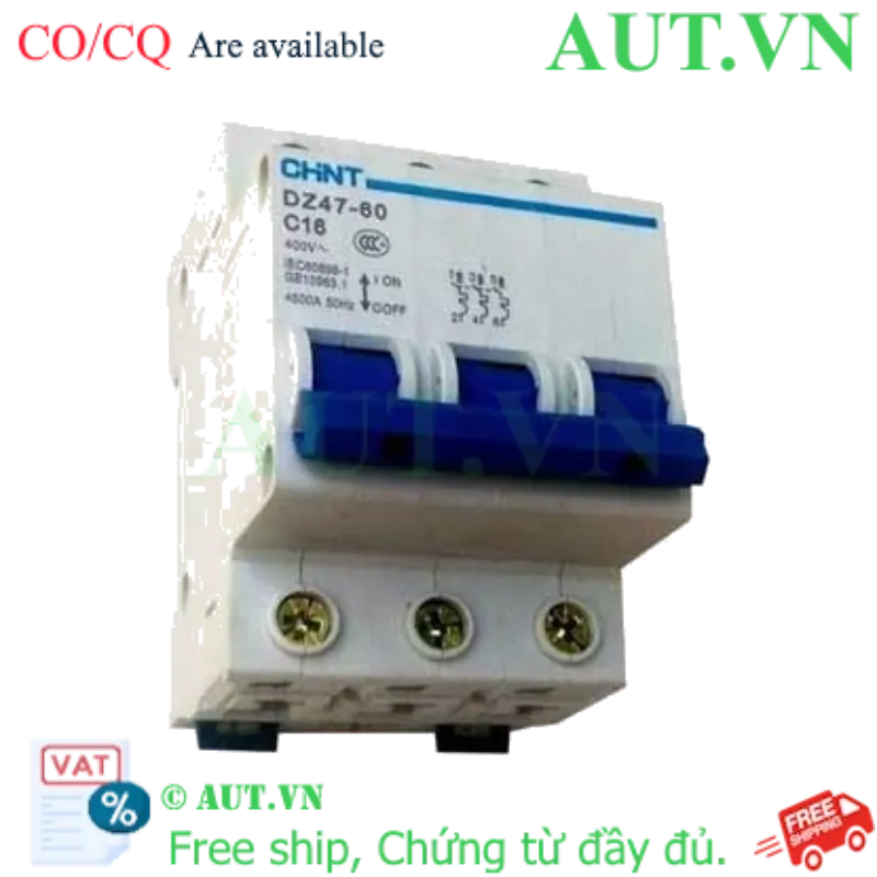 Ảnh của Aptomat cài (MCB) CHINT DZ47-60 C16-3P-4.5kA 