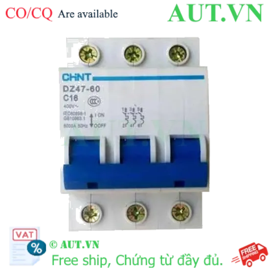 Ảnh của Aptomat cài (MCB) CHINT DZ47-60 C16-3P-6kA 
