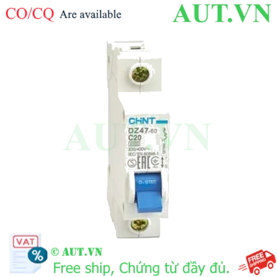Ảnh của Aptomat cài (MCB) CHINT DZ47-60 C20-1P-4.5kA 