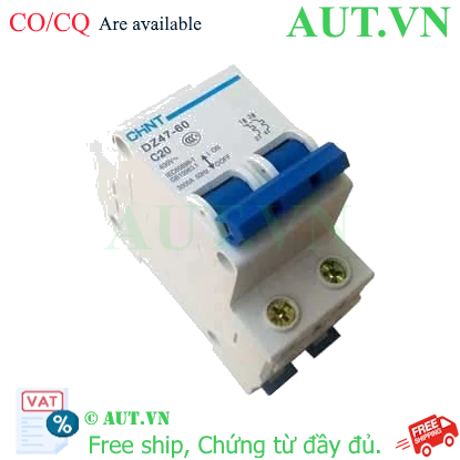 Ảnh của Aptomat cài (MCB) CHINT DZ47-60 C20-2P-3kA 