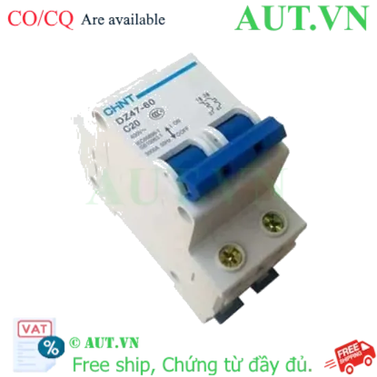 Ảnh của Aptomat cài (MCB) CHINT DZ47-60 C20-2P-3kA 