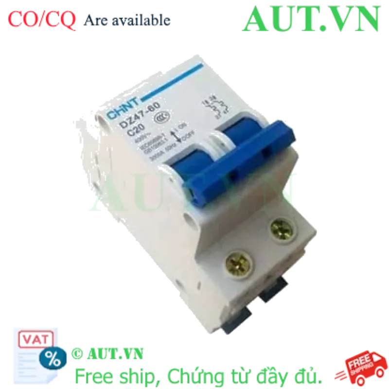 Ảnh của Aptomat cài (MCB) CHINT DZ47-60 C20-2P-3kA 