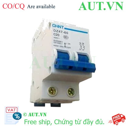 Ảnh của Aptomat cài (MCB) CHINT DZ47-60 C20-2P-4.5kA 