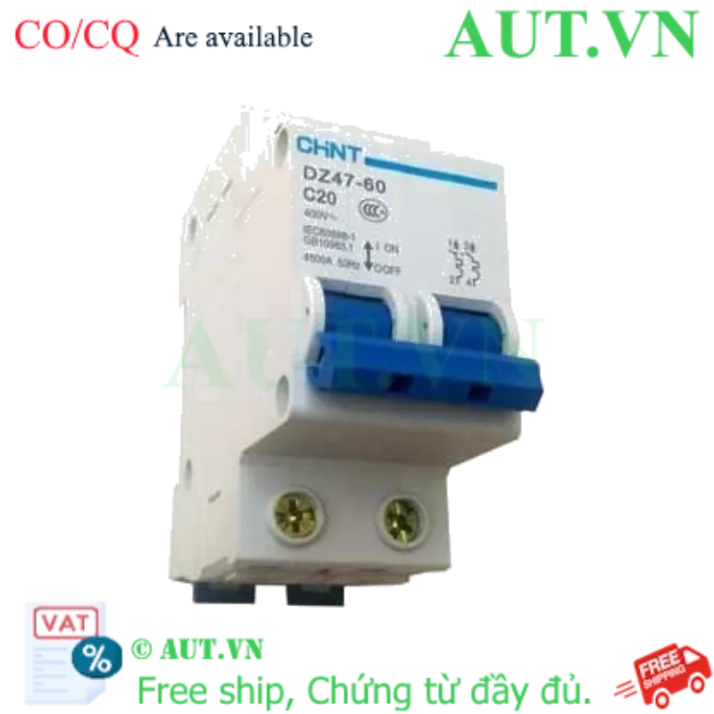 Ảnh của Aptomat cài (MCB) CHINT DZ47-60 C20-2P-4.5kA 