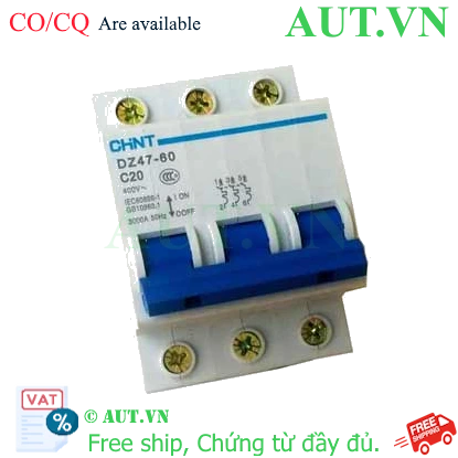 Ảnh của Aptomat cài (MCB) CHINT DZ47-60 C20-3P-3kA 