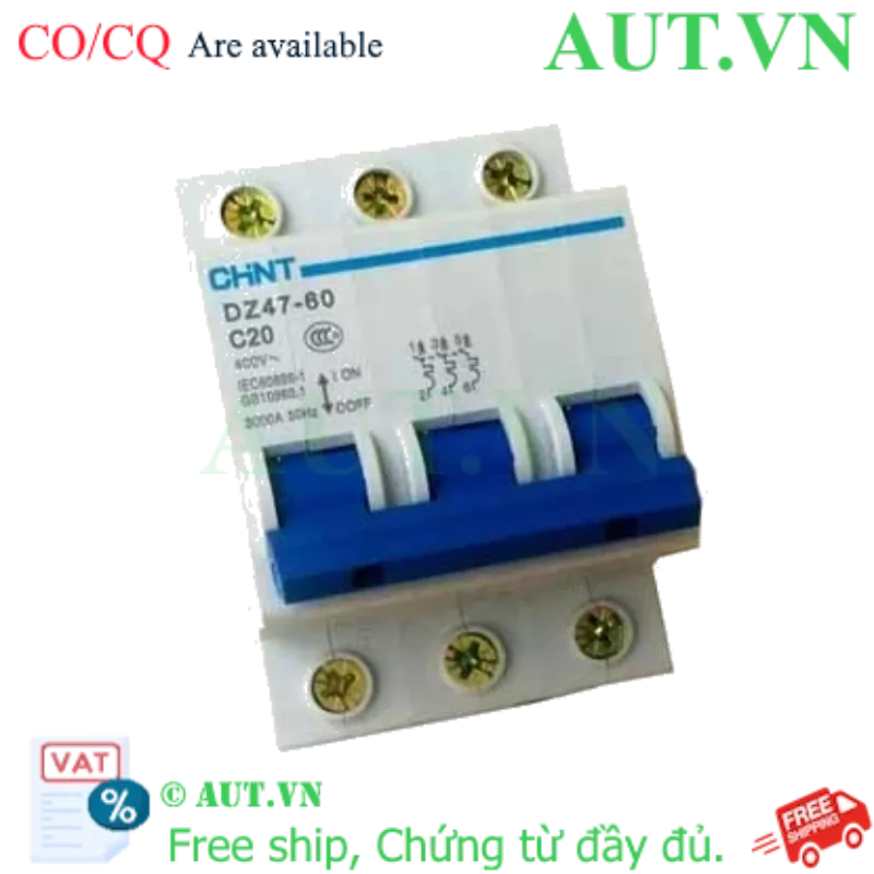 Ảnh của Aptomat cài (MCB) CHINT DZ47-60 C20-3P-3kA 