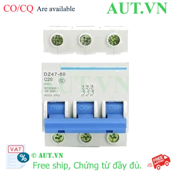 Ảnh của Aptomat cài (MCB) CHINT DZ47-60 C20-3P-6kA 