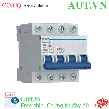 Ảnh của Aptomat cài (MCB) CHINT DZ47-60 C20-4P-3kA 
