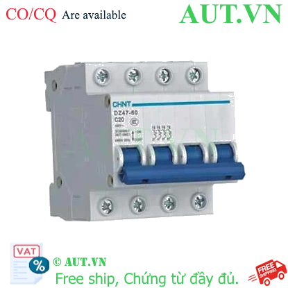 Ảnh của Aptomat cài (MCB) CHINT DZ47-60 C20-4P-4.5kA 