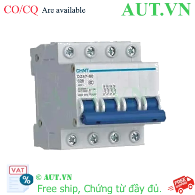 Ảnh của Aptomat cài (MCB) CHINT DZ47-60 C20-4P-4.5kA 