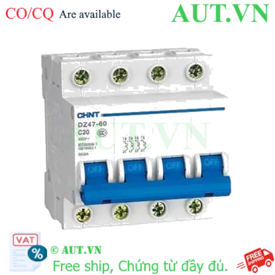 Ảnh của Aptomat cài (MCB) CHINT DZ47-60 C20-4P-6kA 