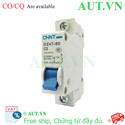 Ảnh của Aptomat cài (MCB) CHINT DZ47-60 C2-1P-3kA 