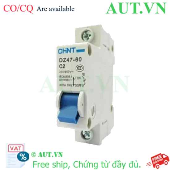 Ảnh của Aptomat cài (MCB) CHINT DZ47-60 C2-1P-3kA 