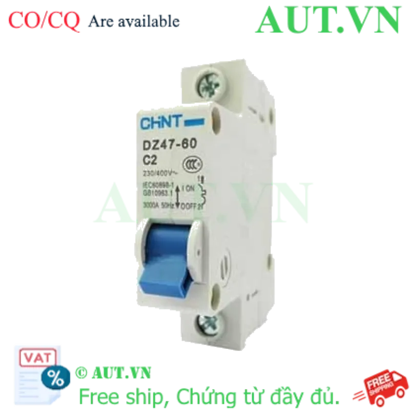 Ảnh của Aptomat cài (MCB) CHINT DZ47-60 C2-1P-3kA 