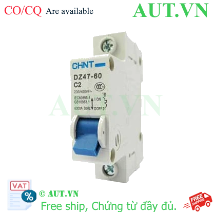 Ảnh của Aptomat cài (MCB) CHINT DZ47-60 C2-1P-6kA 