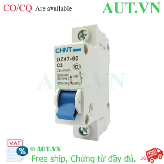 Ảnh của Aptomat cài (MCB) CHINT DZ47-60 C2-1P-6kA 
